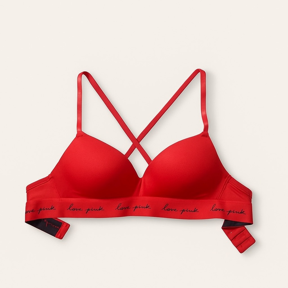 PINK Victoria's Secret Red Wireless push up Bra size 32B like NEW